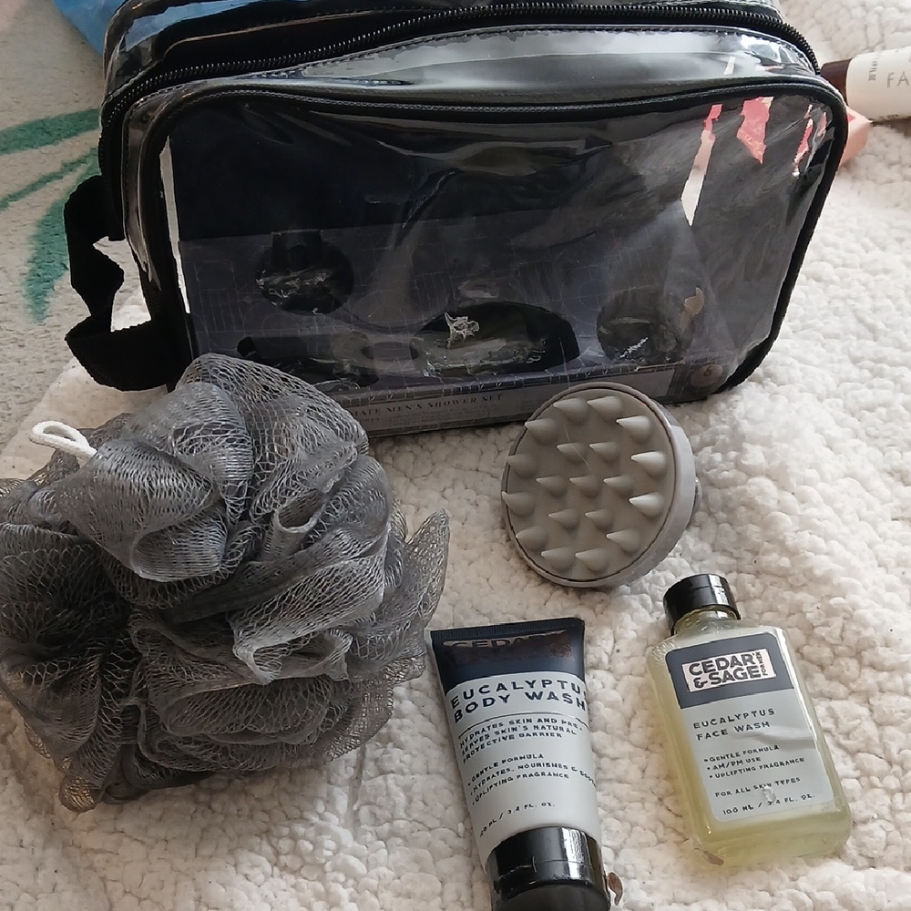 Clear Travel Toiletry Bag with Bath Essentials